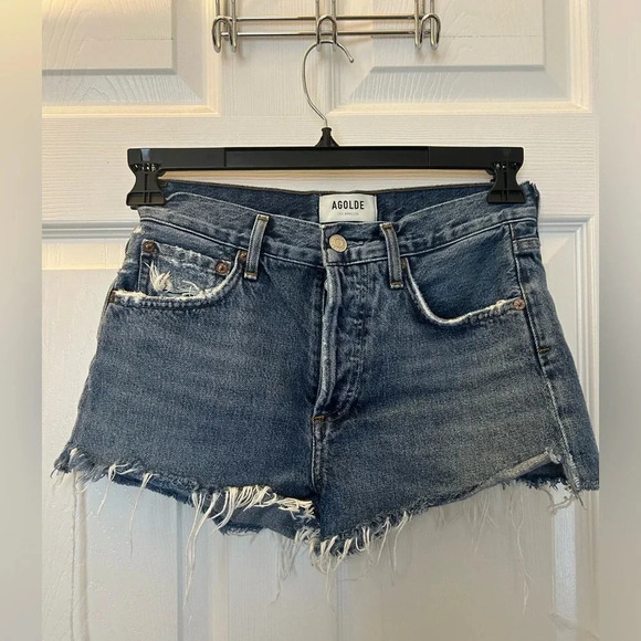 Agolde Denim Distressed Cut Off Shorts - Picture 1 of 5